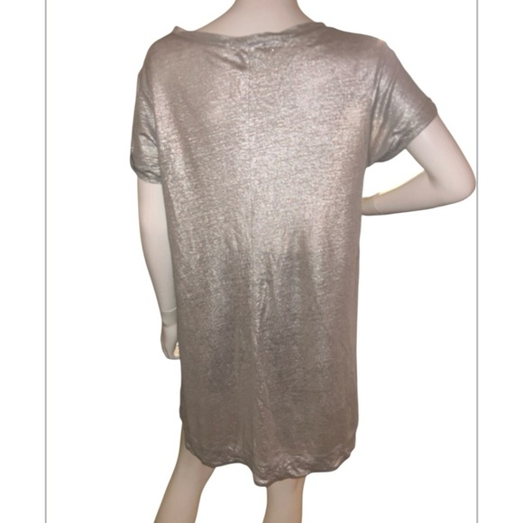 Bordeaux from Anthropologie metallic silver short sleeve swing tee US size S - Picture 5 of 9